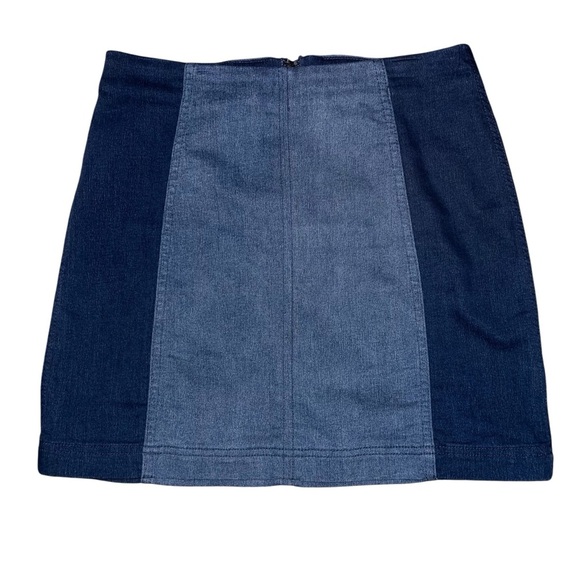 Free People Dresses & Skirts - EUC Free People Color-block Denim Mini Skirt Size 12 Light Dark Wash Denim